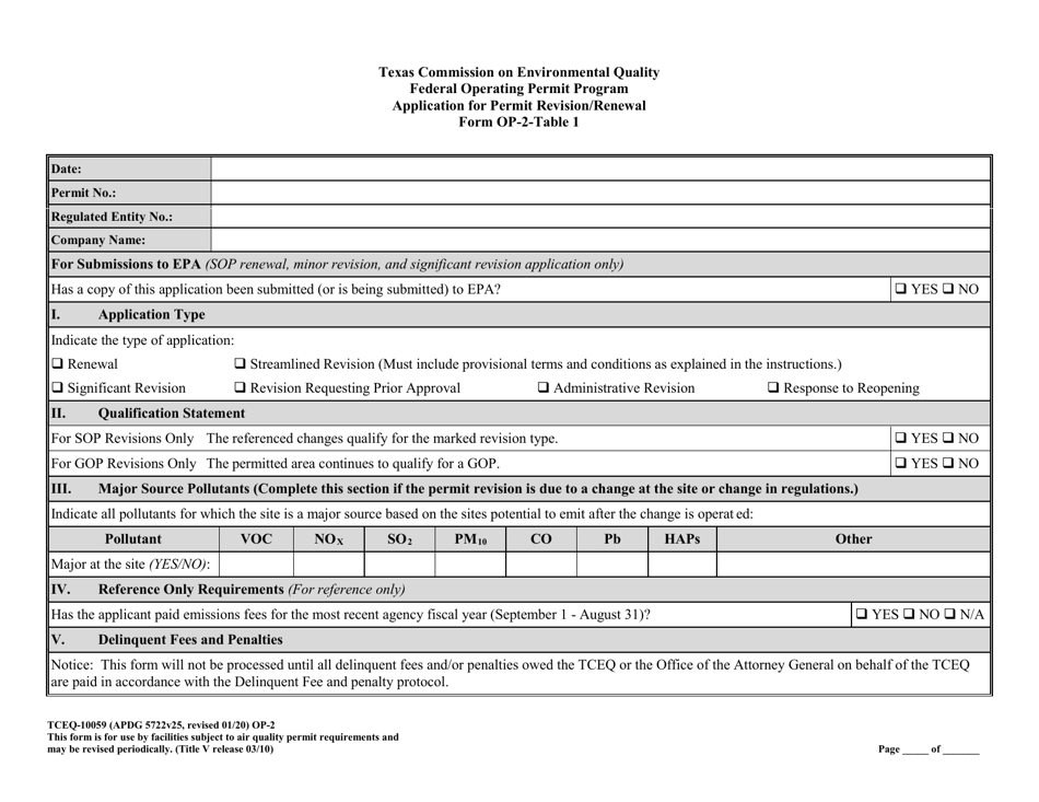 Form TCEQ-10059 (OP-2) Application for Permit Revision / Renewal - Texas, Page 8