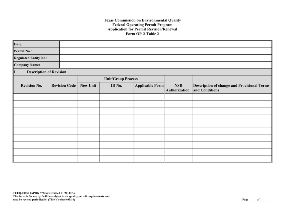 Form TCEQ-10059 (OP-2) Application for Permit Revision / Renewal - Texas, Page 9