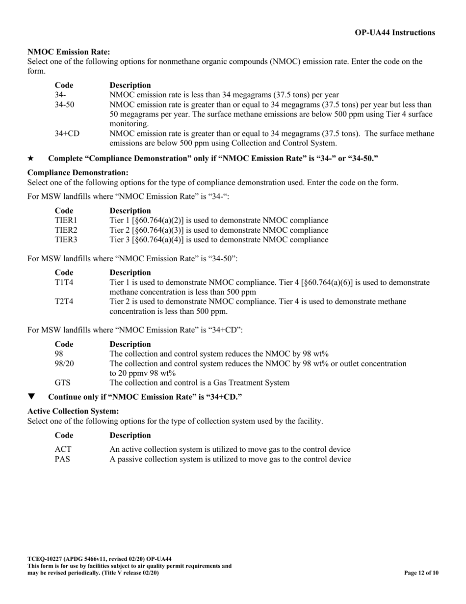 Form 10227 (OP-UA44) Municipal Solid Waste Landfill / Waste Disposal Site Attributes - Texas, Page 12