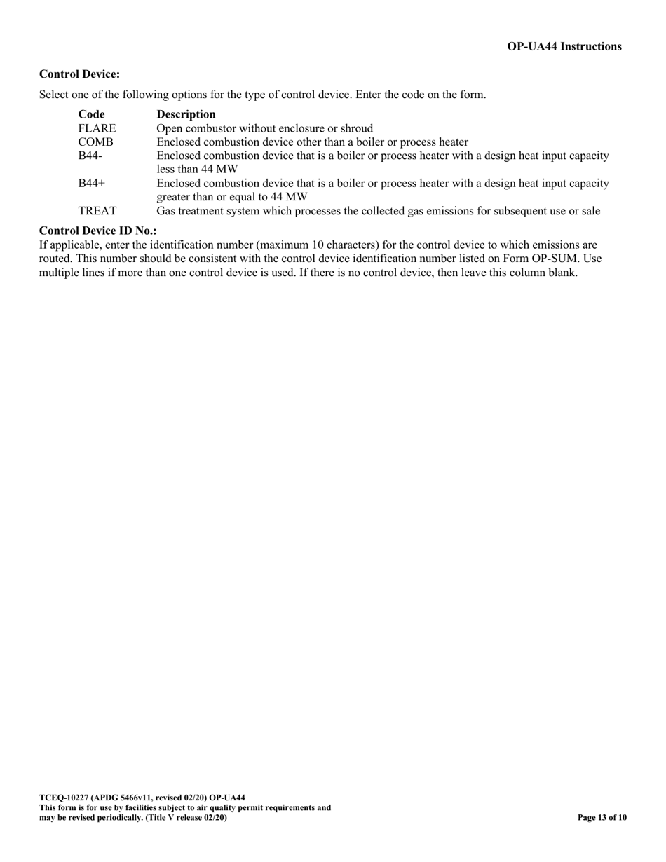 Form 10227 (OP-UA44) Municipal Solid Waste Landfill / Waste Disposal Site Attributes - Texas, Page 13