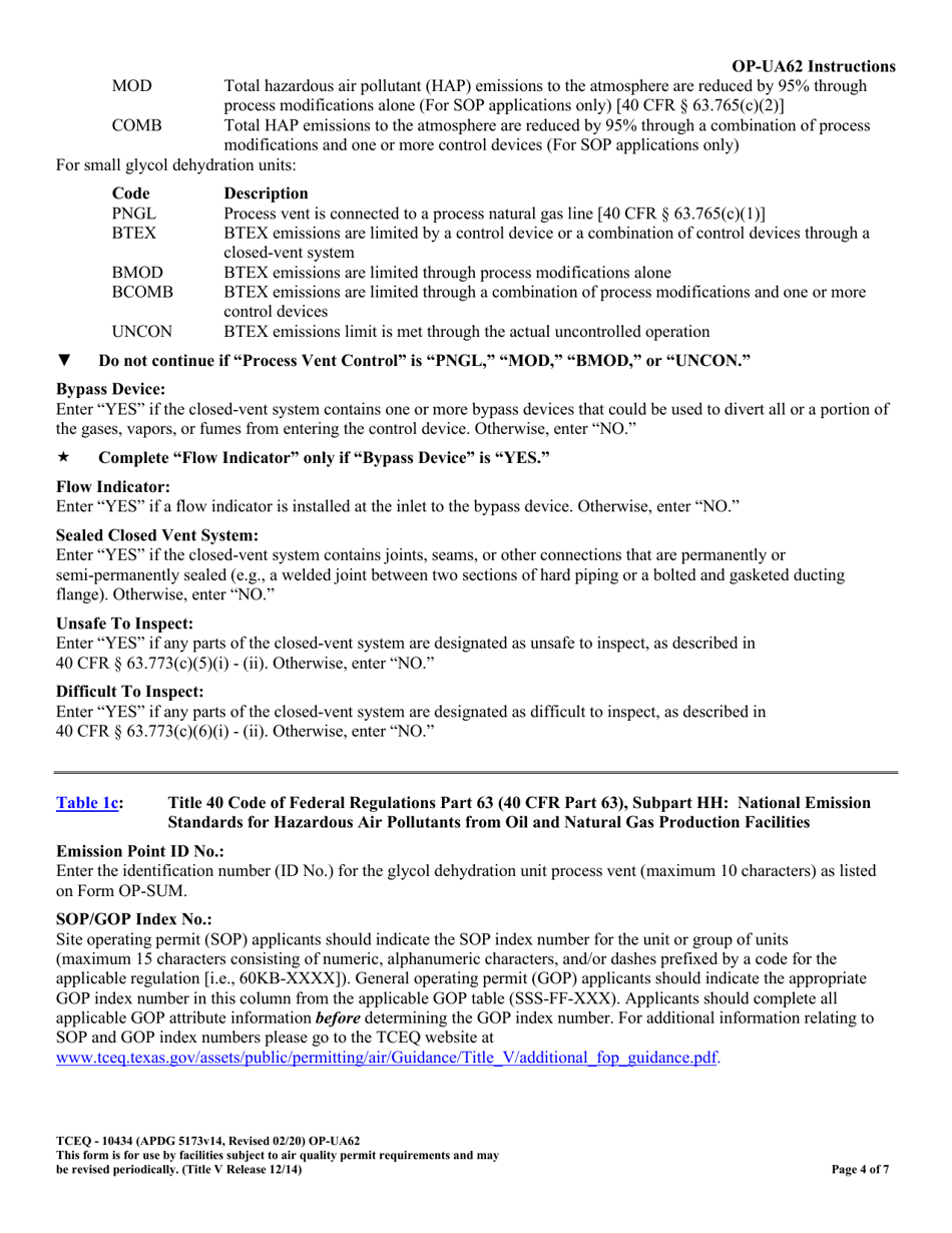 Form TCEQ-10434 (OP-UA62) Glycol Dehydration Unit Attributes - Texas, Page 4