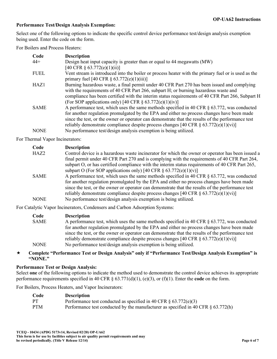 Form TCEQ-10434 (OP-UA62) Glycol Dehydration Unit Attributes - Texas, Page 6