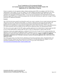 Document preview: Form TCEQ-20410 Air Curtain Incinerator General Operating Permit (Gop) Number 518 Application for an Authorization to Operate - Texas