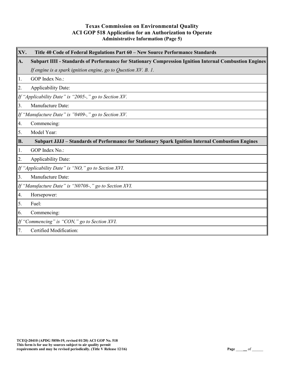 Form TCEQ-20410 Air Curtain Incinerator General Operating Permit (Gop) Number 518 Application for an Authorization to Operate - Texas, Page 18