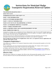 Instructions for Form 00481 Municipal Sludge Transporter Registration/Renewal/Update - Texas