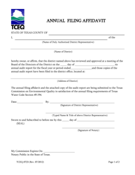 Form TCEQ-0723 Annual Filing Affidavit - Texas