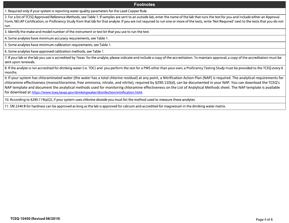 Form TCEQ-10450 Drinking Water Laboratory Approval Form - Texas, Page 4