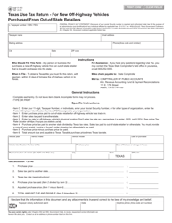 Document preview: Form 01-163 Texas Use Tax Return - for New Off-Highway Vehicles Purchased From Out-of-State Retailers - Texas
