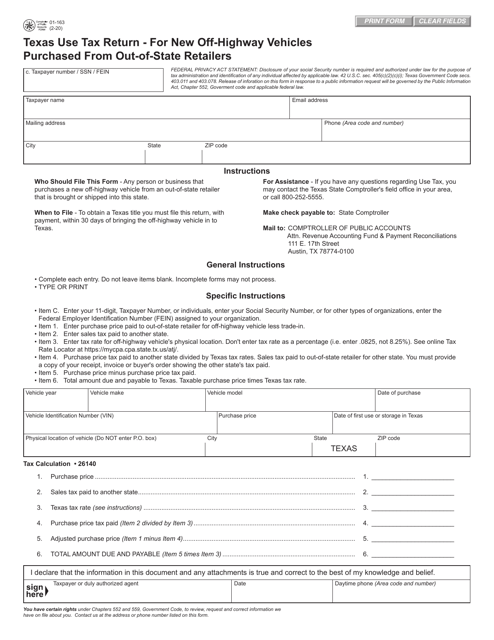 Form 01-163 Printable Pdf