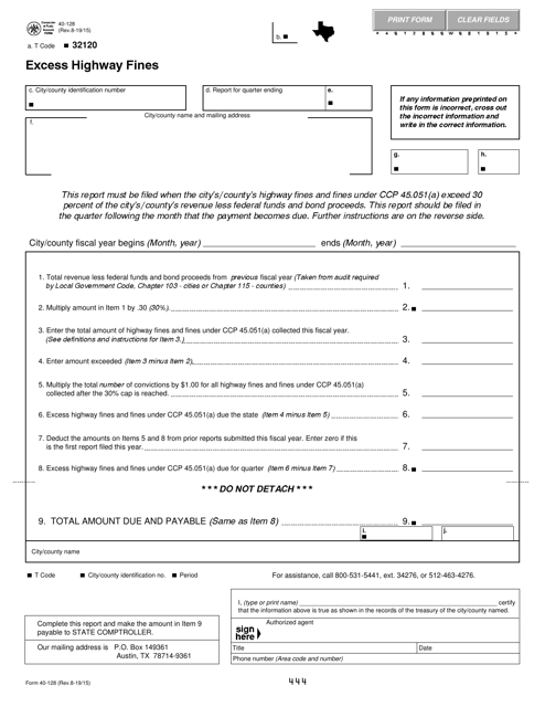 Form 40-128  Printable Pdf