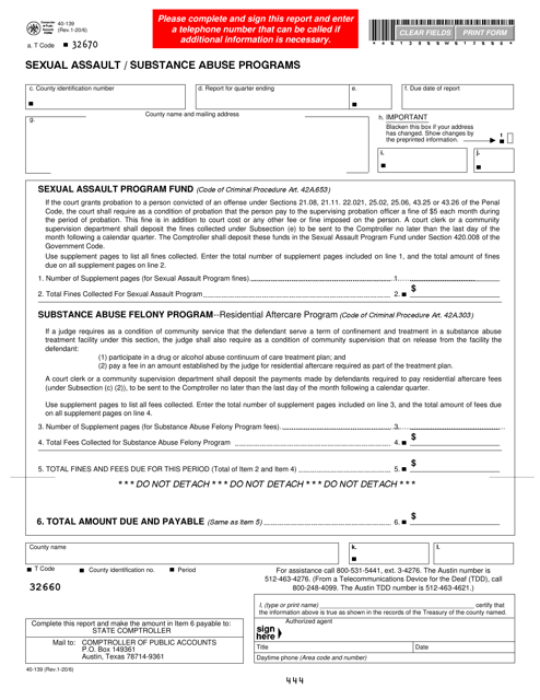 Form 40-139  Printable Pdf