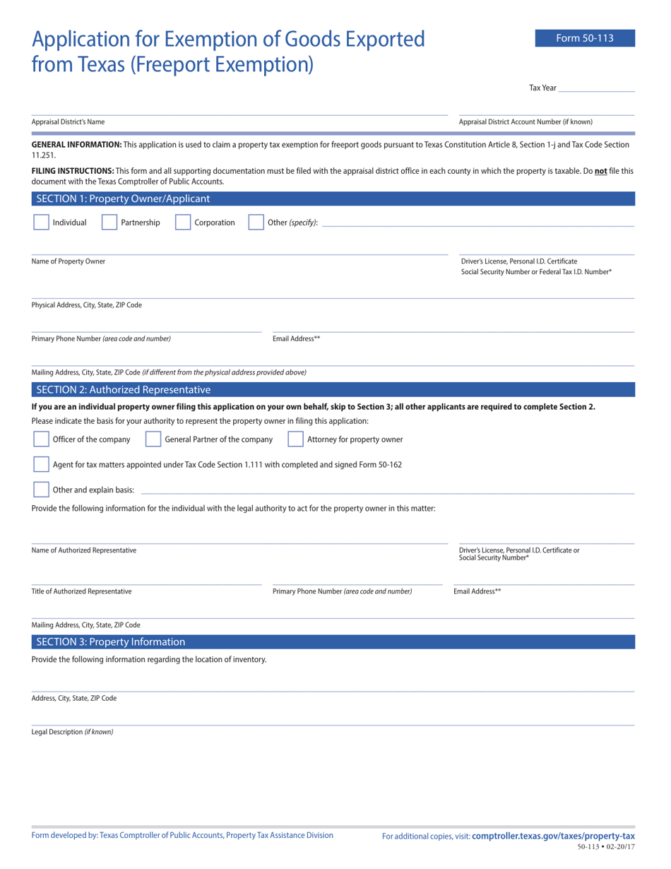 Form 50-113 Download Fillable PDF or Fill Online Application for ...