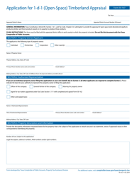 Document preview: Form 50-167 Application for 1-d-1 (Open-Space) Timberland Appraisal - Texas