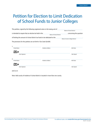 Document preview: Form 50-871 Petition for Election to Limit Dedication of School Funds to Junior Colleges - Texas