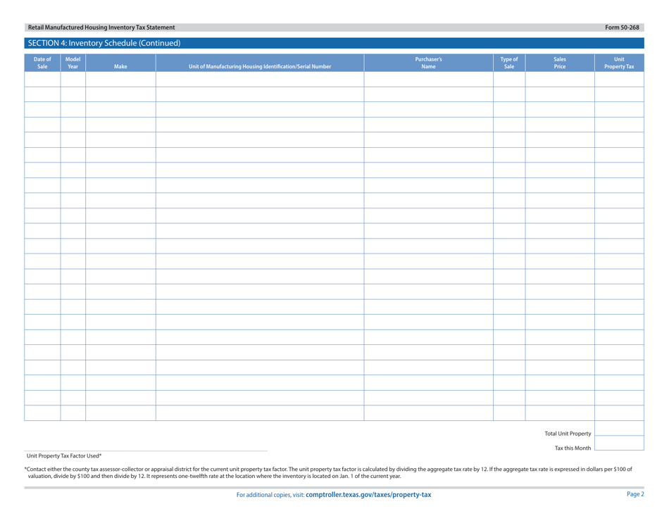 Form 50-268 Download Fillable PDF or Fill Online Retail Manufactured ...