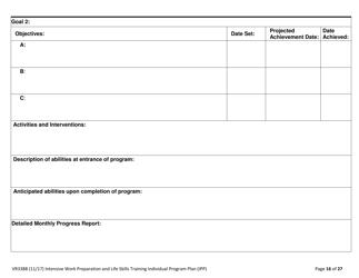 Form VR3388 Work Preparation and Life Skills Training (Iwplst) Individual Program Plan (Ipp) and Ipp Monthly Report - Texas, Page 16