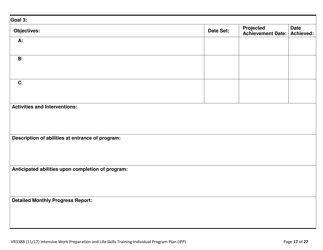 Form VR3388 Work Preparation and Life Skills Training (Iwplst) Individual Program Plan (Ipp) and Ipp Monthly Report - Texas, Page 17