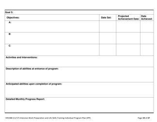 Form VR3388 Work Preparation and Life Skills Training (Iwplst) Individual Program Plan (Ipp) and Ipp Monthly Report - Texas, Page 19