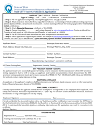 Utah Ust Tester Certification Application - Utah