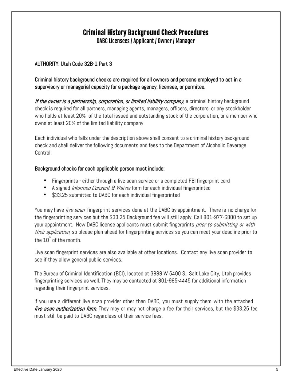 Restaurant on-Premise Retail License Application - Utah, Page 5