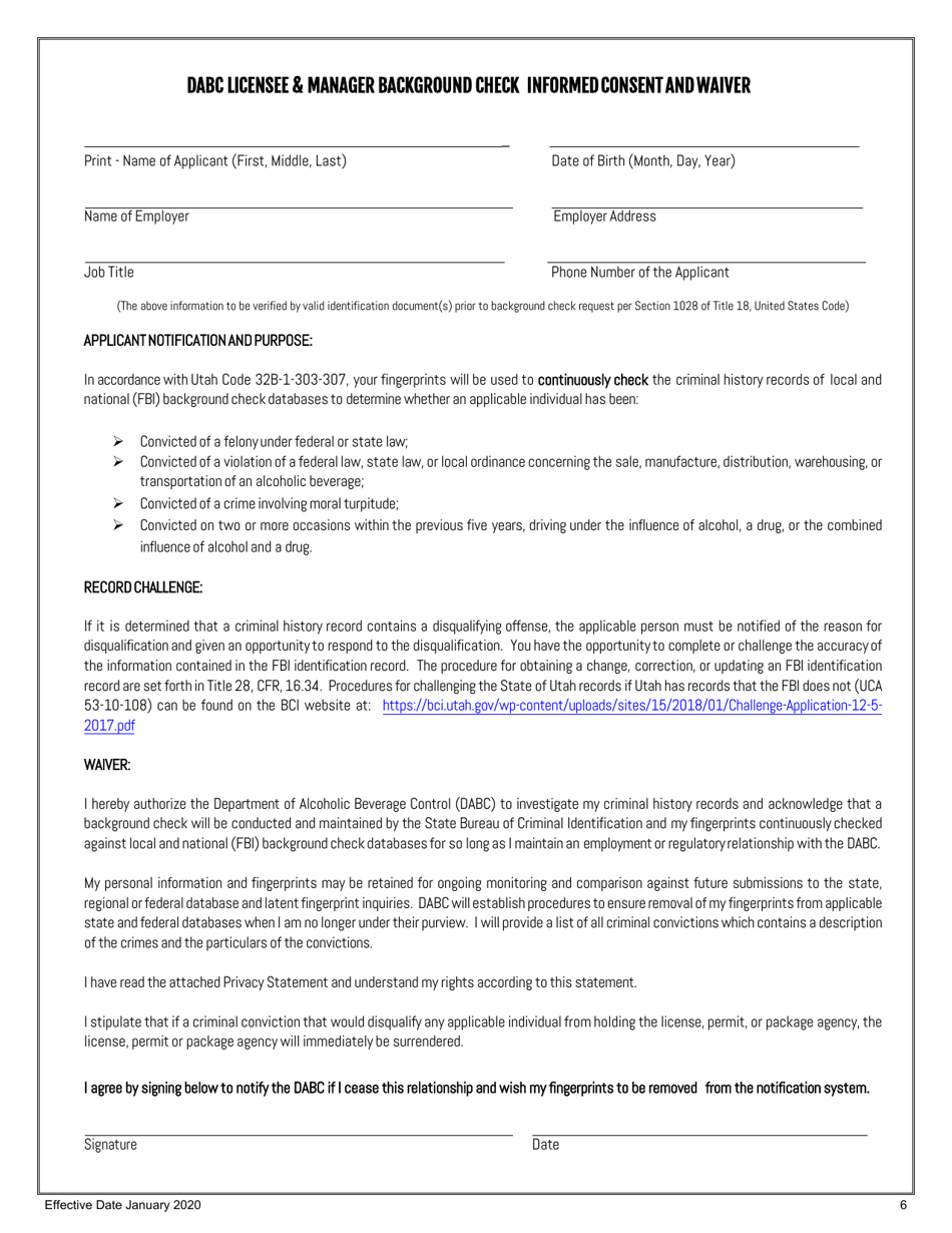 Restaurant on-Premise Retail License Application - Utah, Page 6
