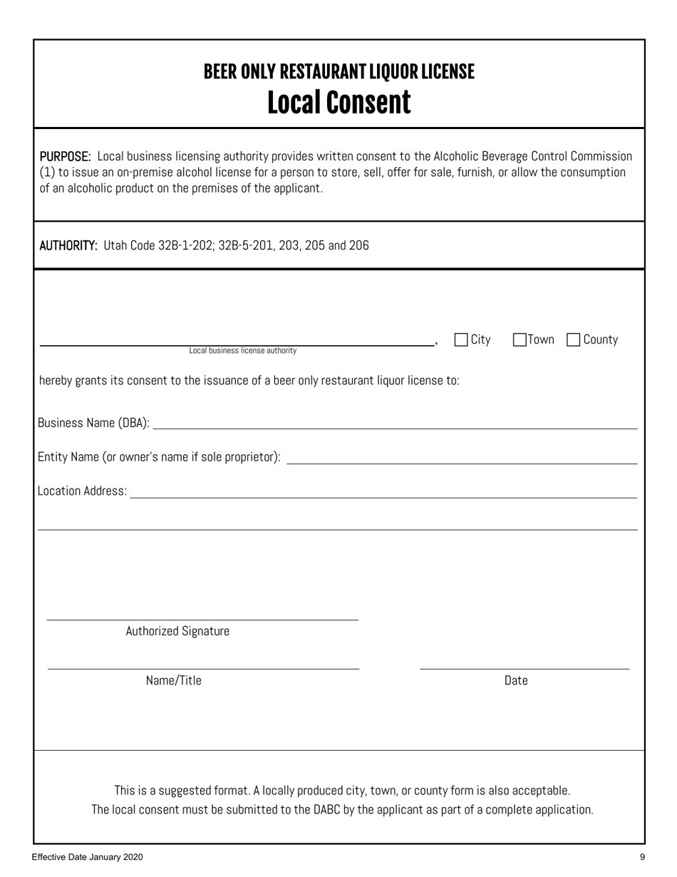 Restaurant on-Premise Retail License Application - Utah, Page 9