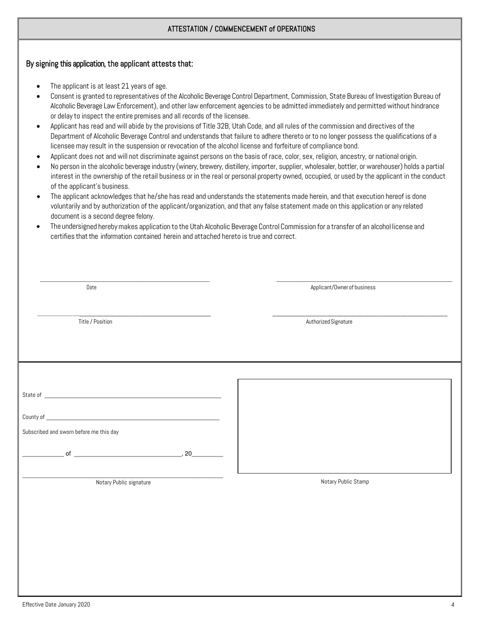 Dabc Retail License Transfer of 51% or More Ownership of an Existing Entity - Utah, Page 4