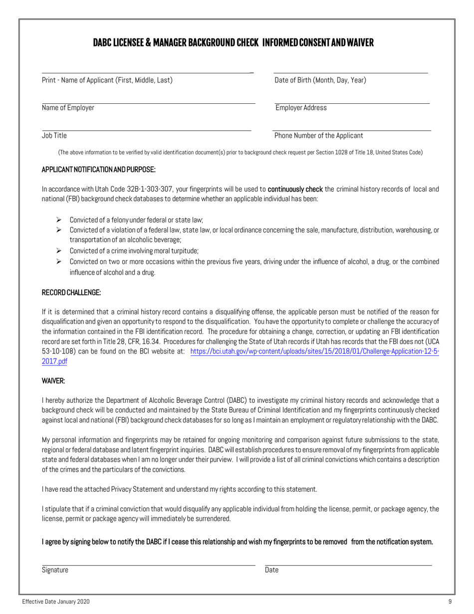 Dabc Retail License Transfer of 51% or More Ownership of an Existing Entity - Utah, Page 9