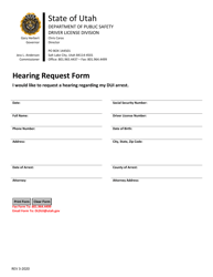Document preview: Hearing Request Form - Utah