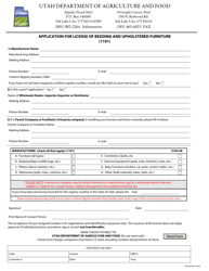 Utah Application for License of Bedding and Upholstered Furniture (1101 Sns-Brigh10