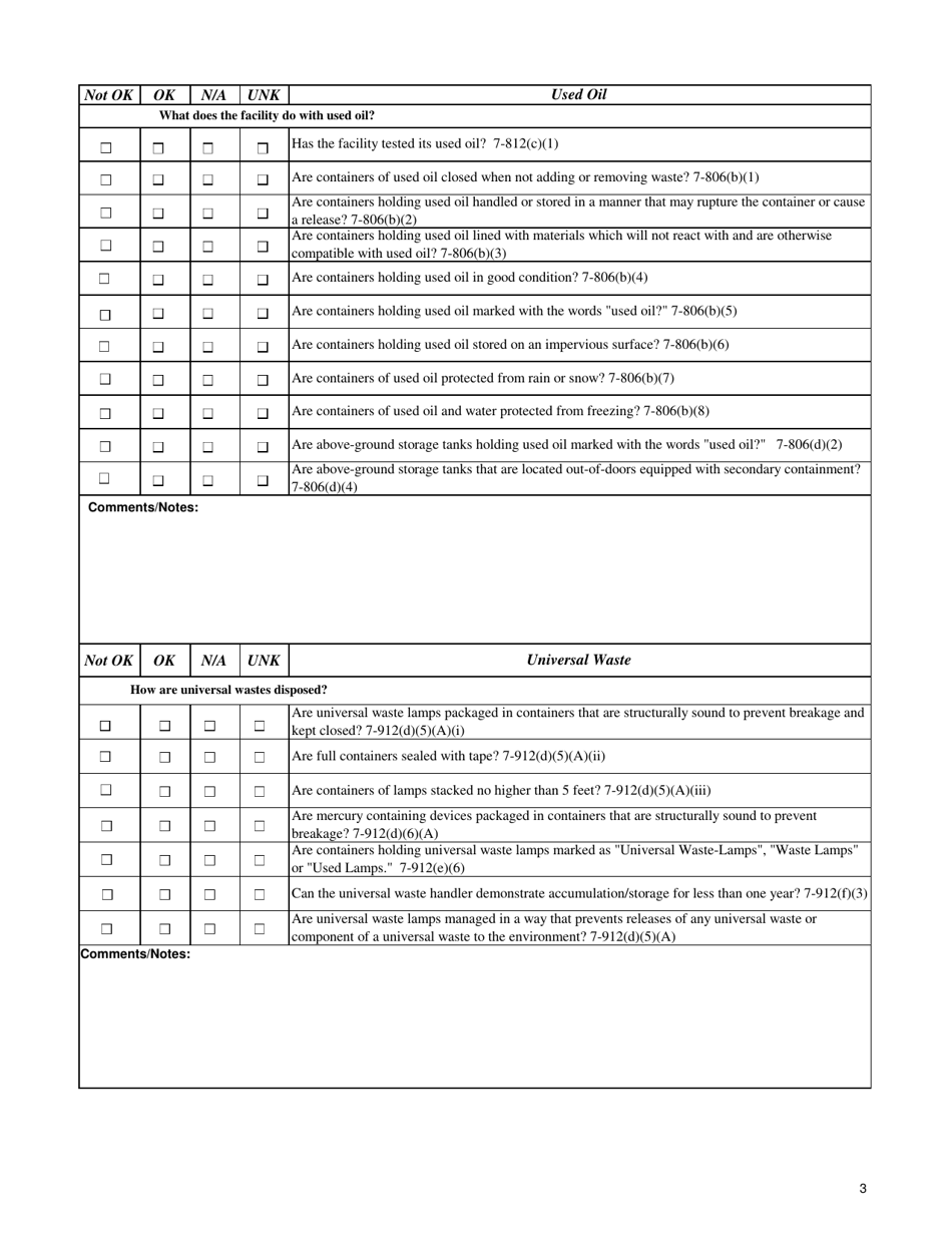 Conditionally Exempt Generators Checklist - Hazardous Waste Generators - Vermont, Page 3