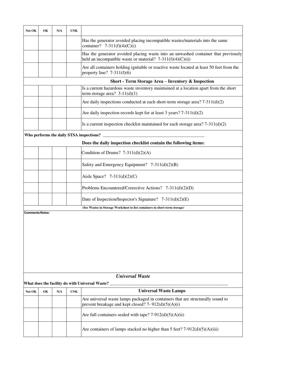 Vermont Full Cei Checklist Sqg Hazardous Waste Generators Fill Out