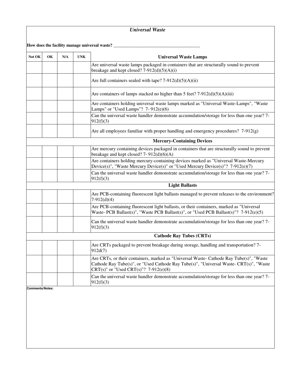 Full Cei Checklist - Lqg Hazardous Waste Generators - Vermont, Page 12
