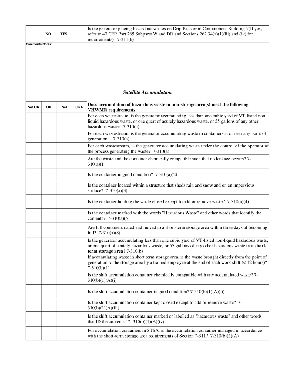 Vermont Full Cei Checklist - Lqg Hazardous Waste Generators - Fill Out ...