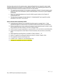 Instructions for Form CAFR-7 Grants Commitment Form - Vermont, Page 4