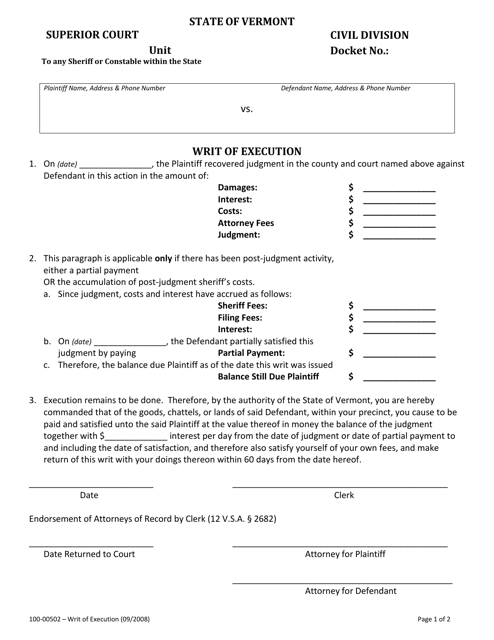 Form 100-00502  Printable Pdf