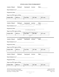 Document preview: Form 250-F103 Stock Solution Worksheet - Virginia