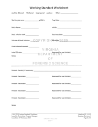 Form 250-F125 &quot;Working Standard Worksheet&quot; - Virginia