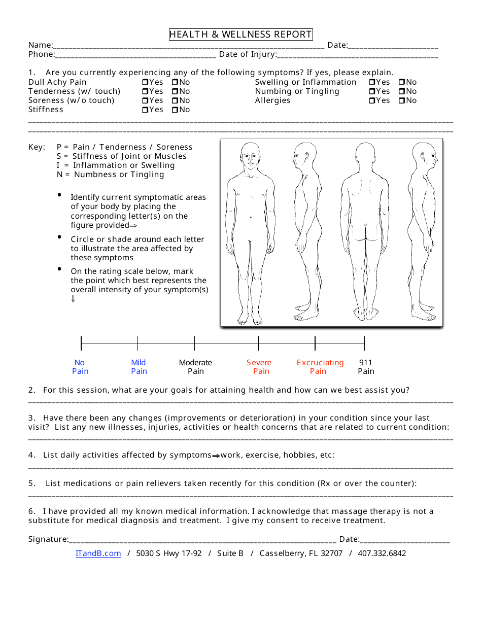 Health  Wellness Report Template - Integrative Touch and Bodywork, Page 1