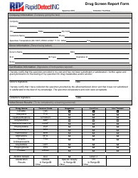 Document preview: Drug Screen Report Form - Rapiddetectinc - Oklahoma