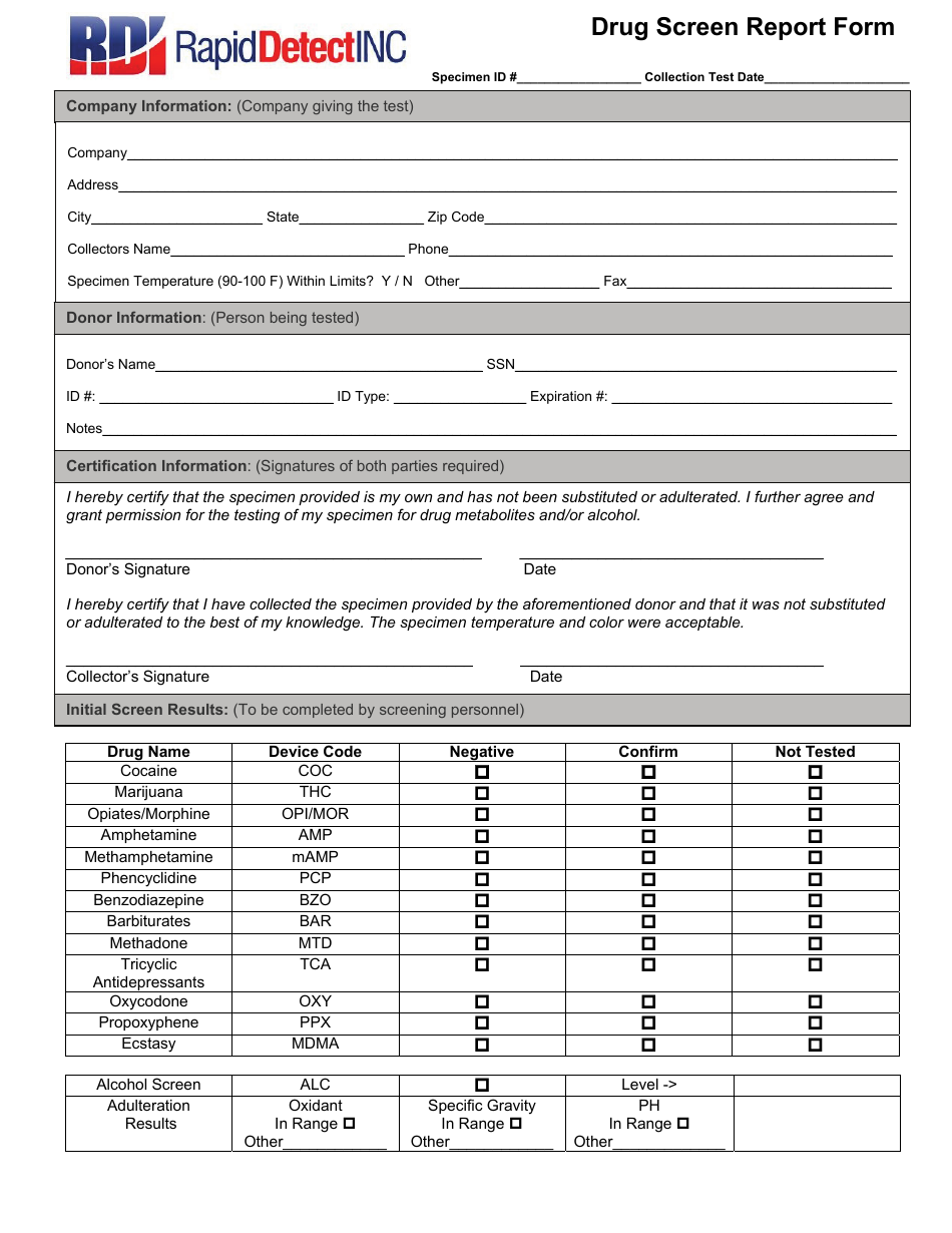 Negative Printable Drug Test Results Form Printable Word Searches