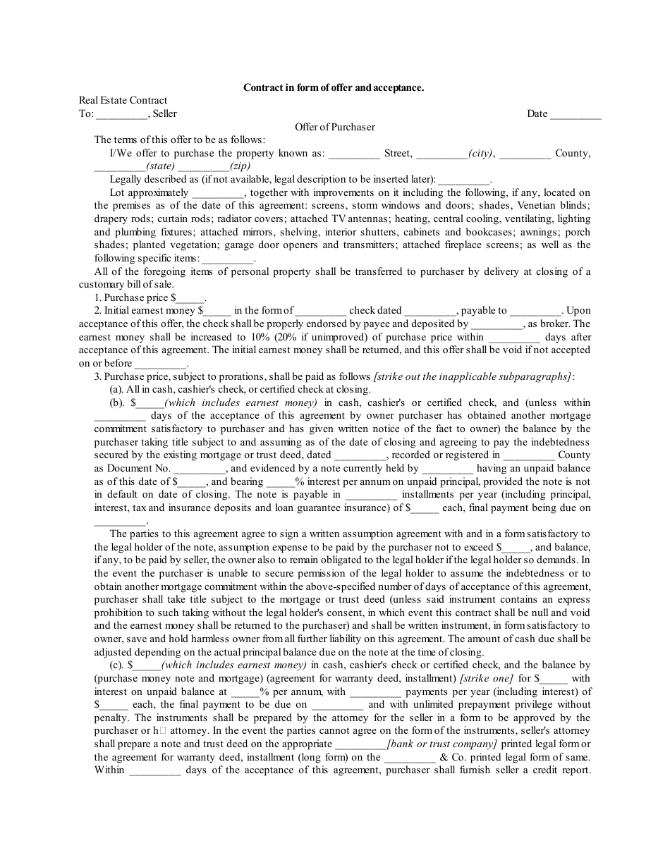 Real Estate Contract Template, Page 1