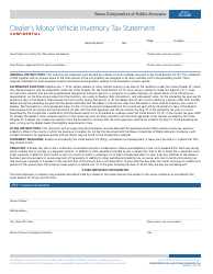 Form 50-246 Dealer's Motor Vehicle Inventory Tax Statement - Texas