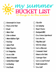 Document preview: 30 Things to Do Summer Bucket List Template