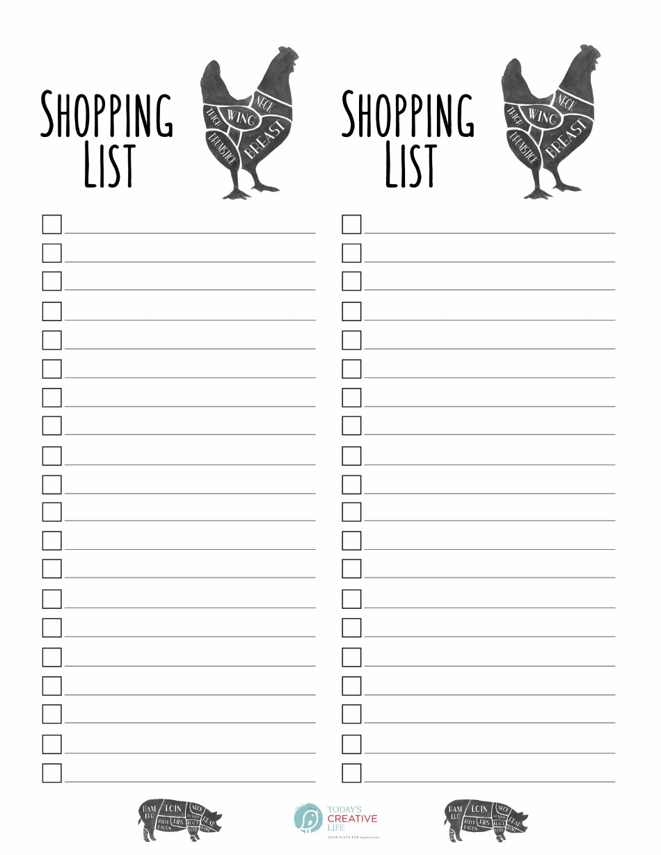 Shopping List Template - Hens