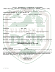 Document preview: Application for Haul Seine Permit to Take Fish for Personal Use - Virginia