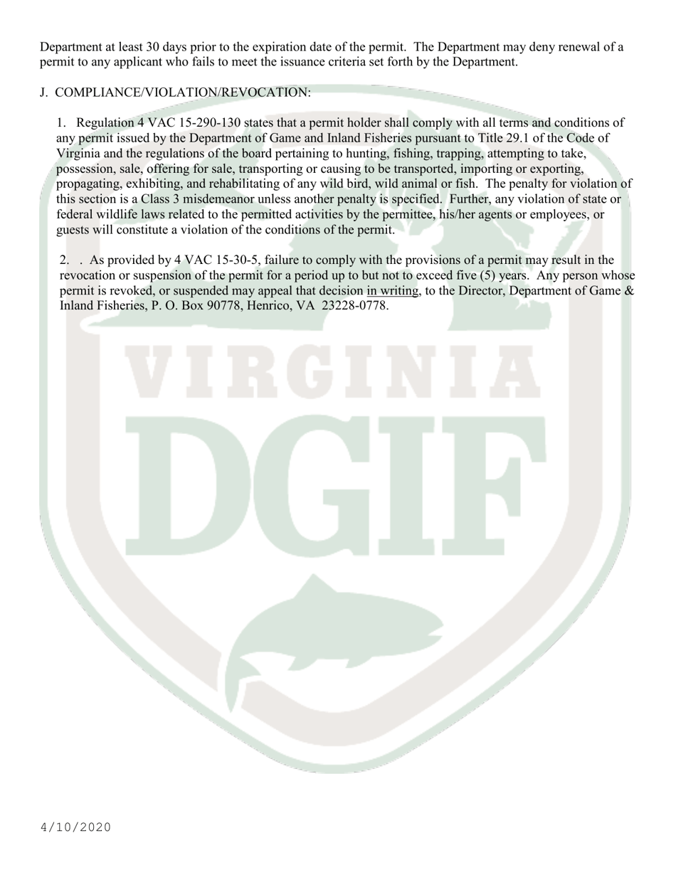 Application for Haul Seine Permit to Take Fish for Personal Use - Virginia, Page 3