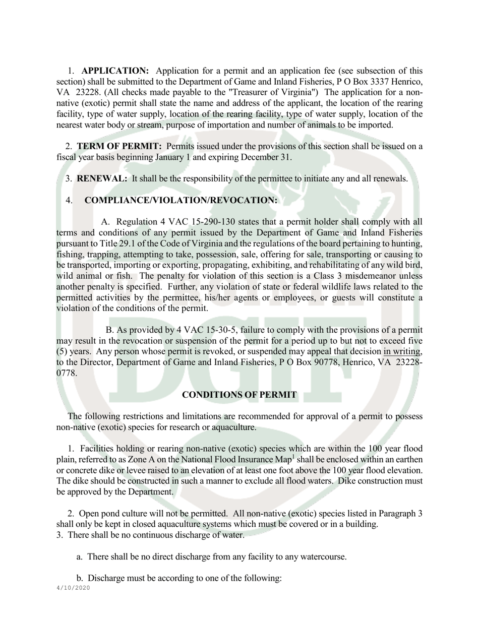 Application to Import African Clawed Frogs or Tilapia Into Virginia - Virginia, Page 3