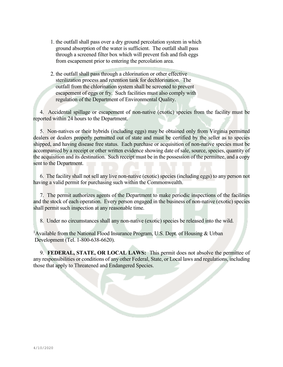 Application to Import African Clawed Frogs or Tilapia Into Virginia - Virginia, Page 4