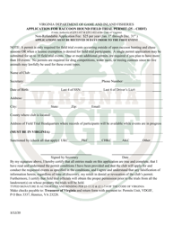 Document preview: Application for Raccoon Hound Field Trial Permit - Virginia